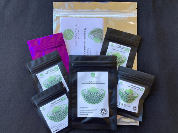 Cannasphere Biotech Free Sample Pack - Discover the power and versatility of nanoliposomal water soluble CBD (powder or liquid)— powered by PATENT PENDING Lipofusion™ delivery technology. All products of our products are verified: no detectable THC by independent laboratories.